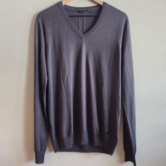 Porsche Design Sweater Mens Large Silk Cashmere Blend V Neck Pullover Luxury